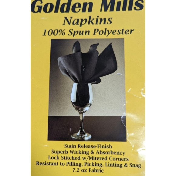 Golden Mills Black Napkins 6-Piece Spun Polyester Restaurant Quality 20 x 20 In - Picture 3 of 3